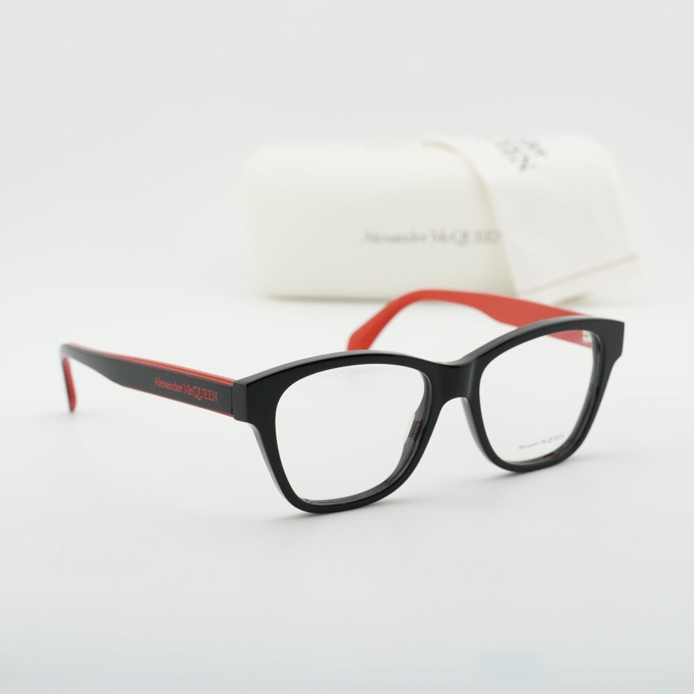 Alexander McQueen AM0306O 003 Square Eyeglasses 52mm - Black/Red